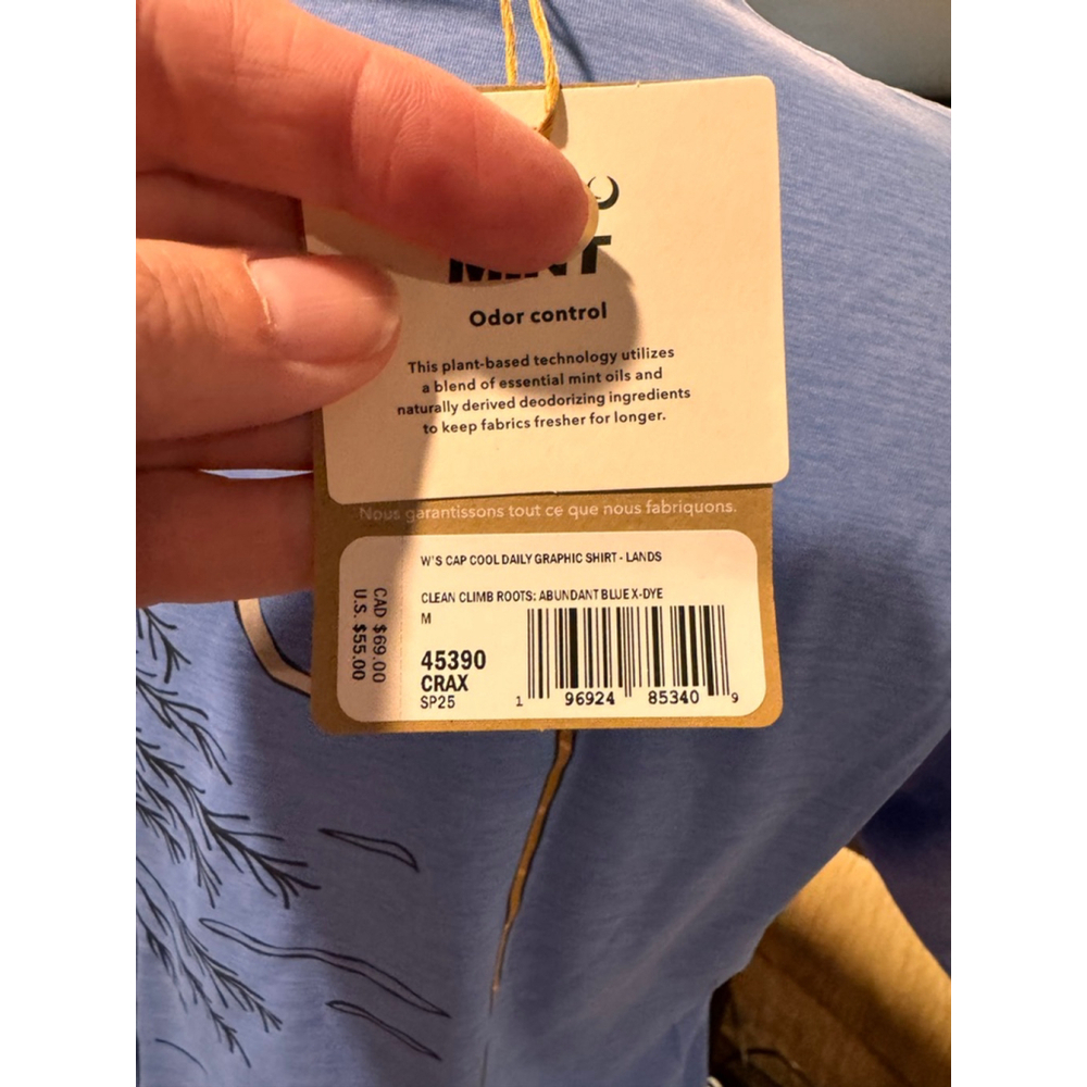 Women's Patagonia Clean Climb Graphic Tee Blue Orange Size M c25 - Picture 3 of 3